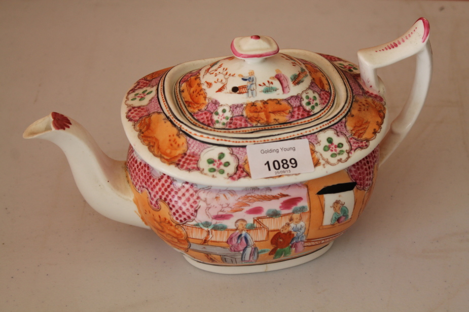 Appraisal: An early thC English teapot with chinoiserie and Mandarin decoration