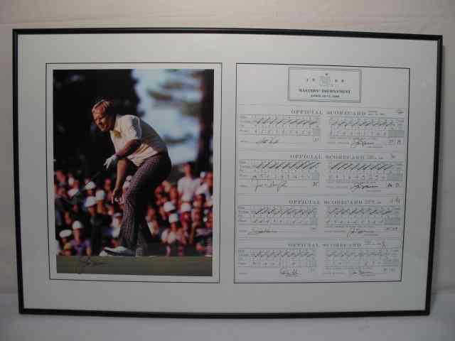 Appraisal: Framed Jack Nicklaus photograph scorecard Photograph is signed in bottom