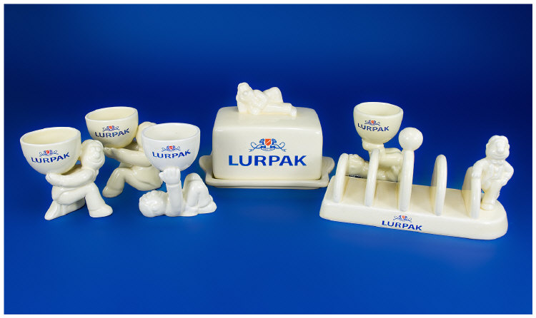 Appraisal: Lurpack Butter Advert Set Toastrack Butter Dish and Egg Cups