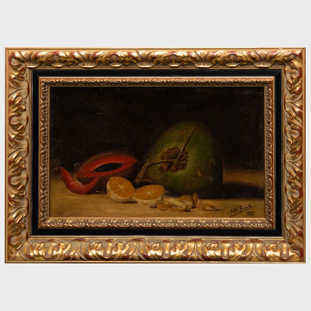 Appraisal: Juan Gil Garcia - Still Life with Oranges and Papaya