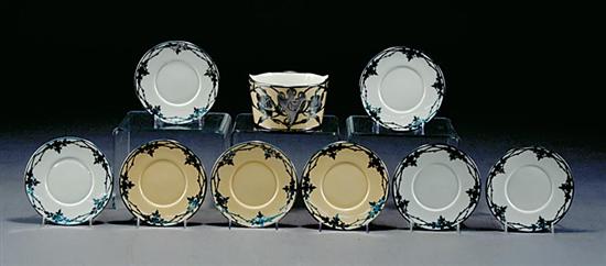 Appraisal: Lenox silver-overlay basket and plates floral design on cream-and-white ground