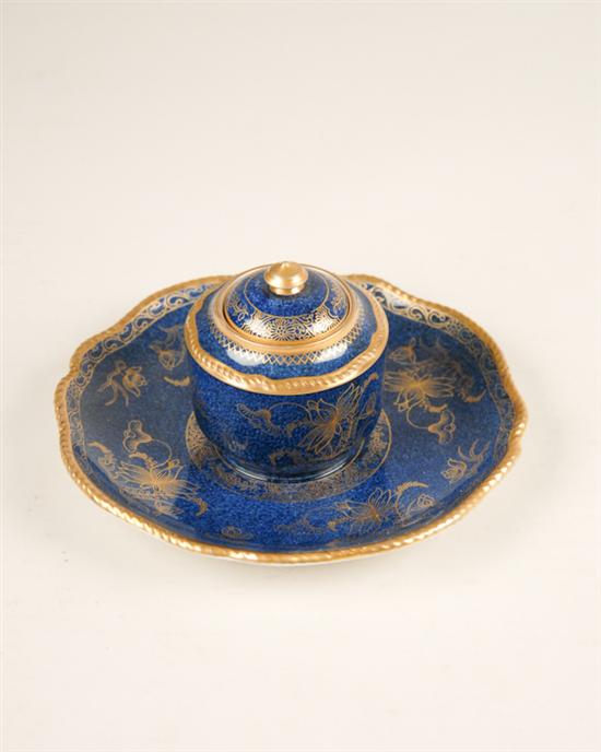 Appraisal: A Copeland Spode Porcelain Inkwell the single covered holder having