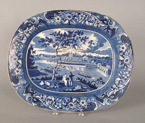 Appraisal: Historical blue Staffordshire platter th c depicting Fairmount near Philadelphia