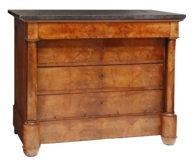 Appraisal: French Empire style marble-top mahogany commode mid th c four