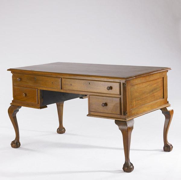 Appraisal: CHIPPENDALE STYLE PARTNER S DESK Mahogany early th C x