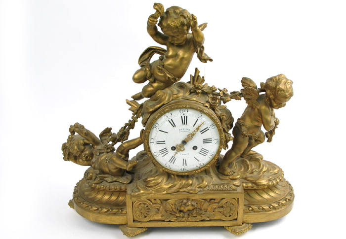 Appraisal: A GILT-BRONZE MANTEL CLOCK Cailleaux and Deniere French circa The