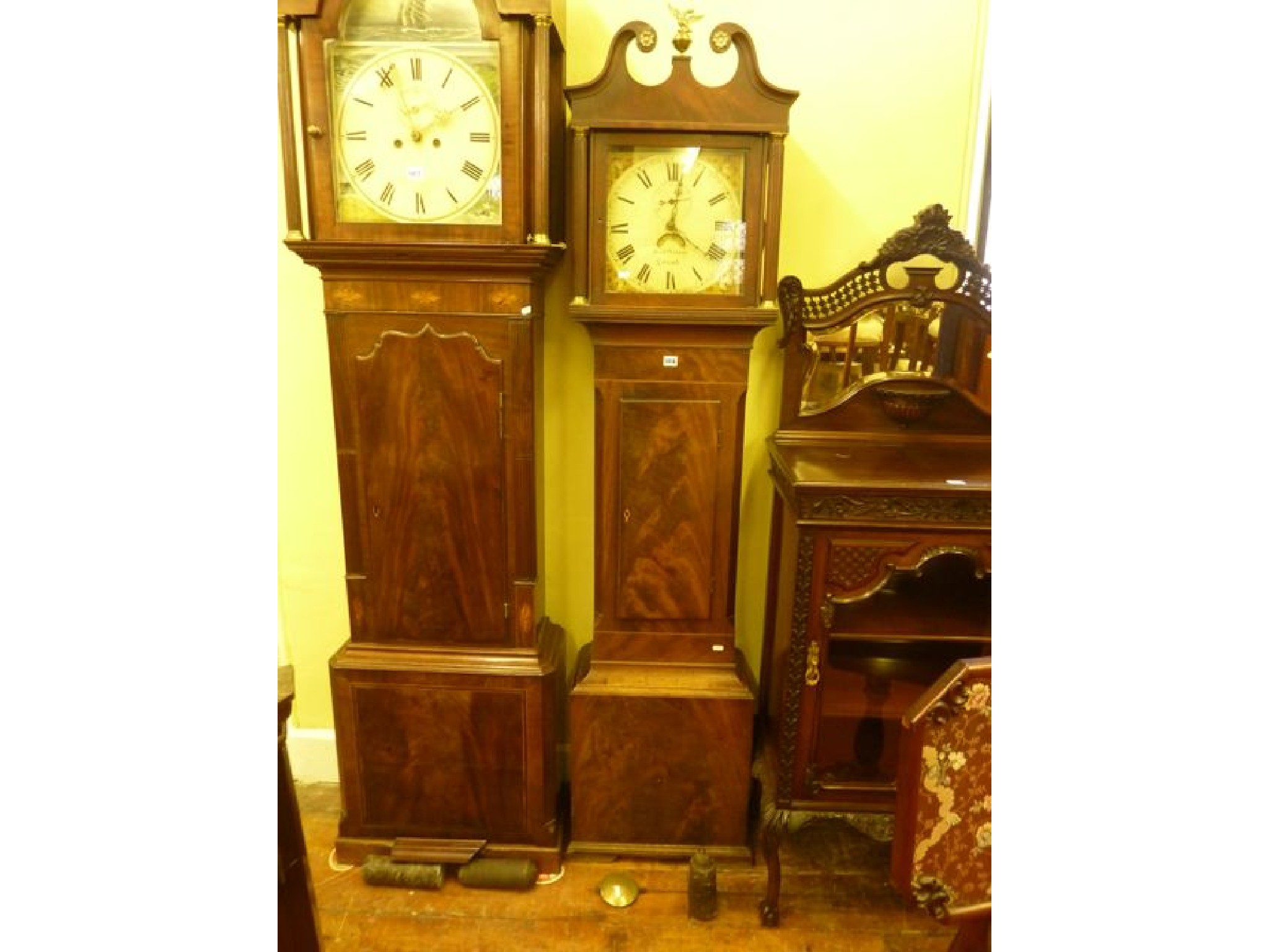 Appraisal: A th century mahogany longcase clock the trunk with well