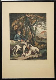 Appraisal: English hand colored engraving by G Keating of hunter resting