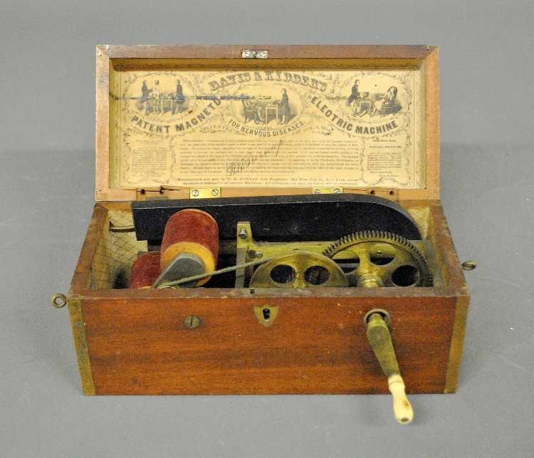 Appraisal: - Davis Kidders mahogany cased Patent Magneto Electric Machine for