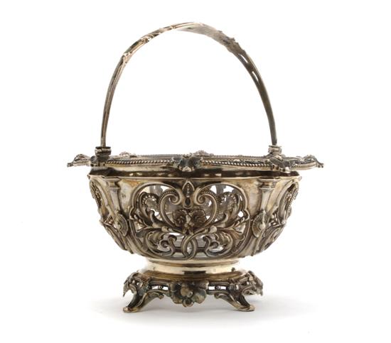 Appraisal: A Continental Silver Basket Height with handles inches