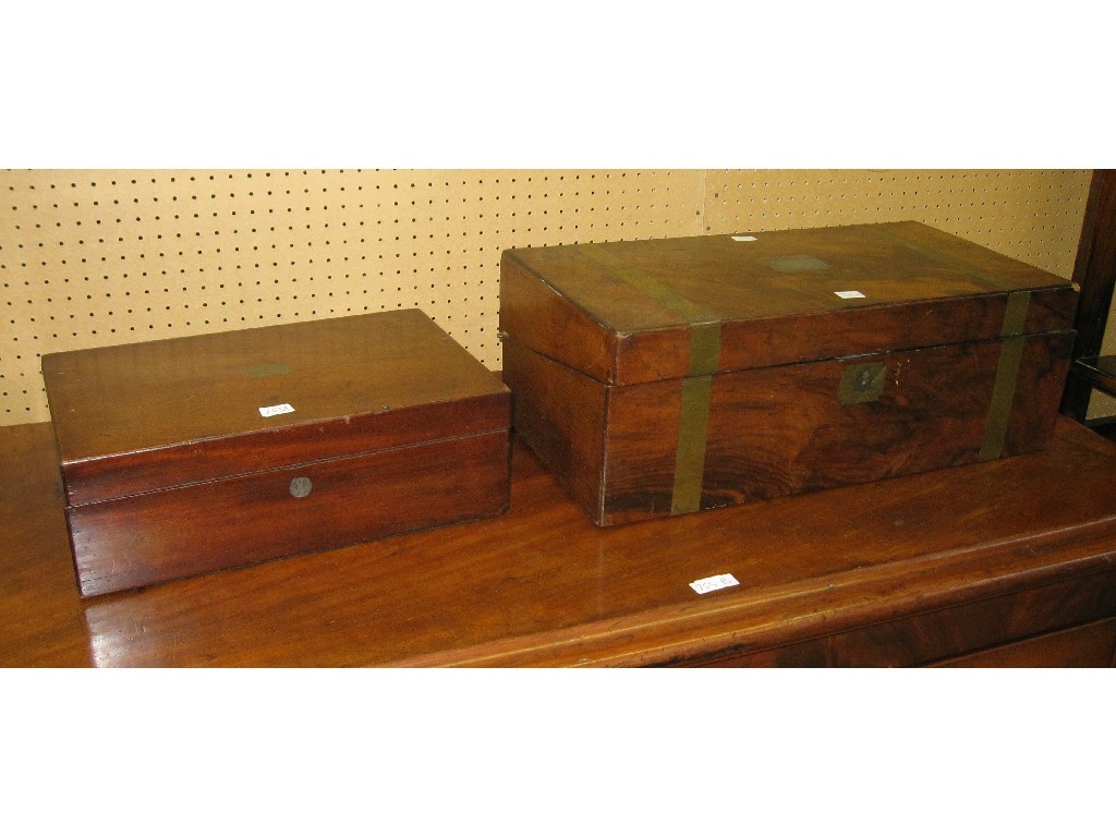 Appraisal: Lot comprising jewellery box and a brass bound writing box