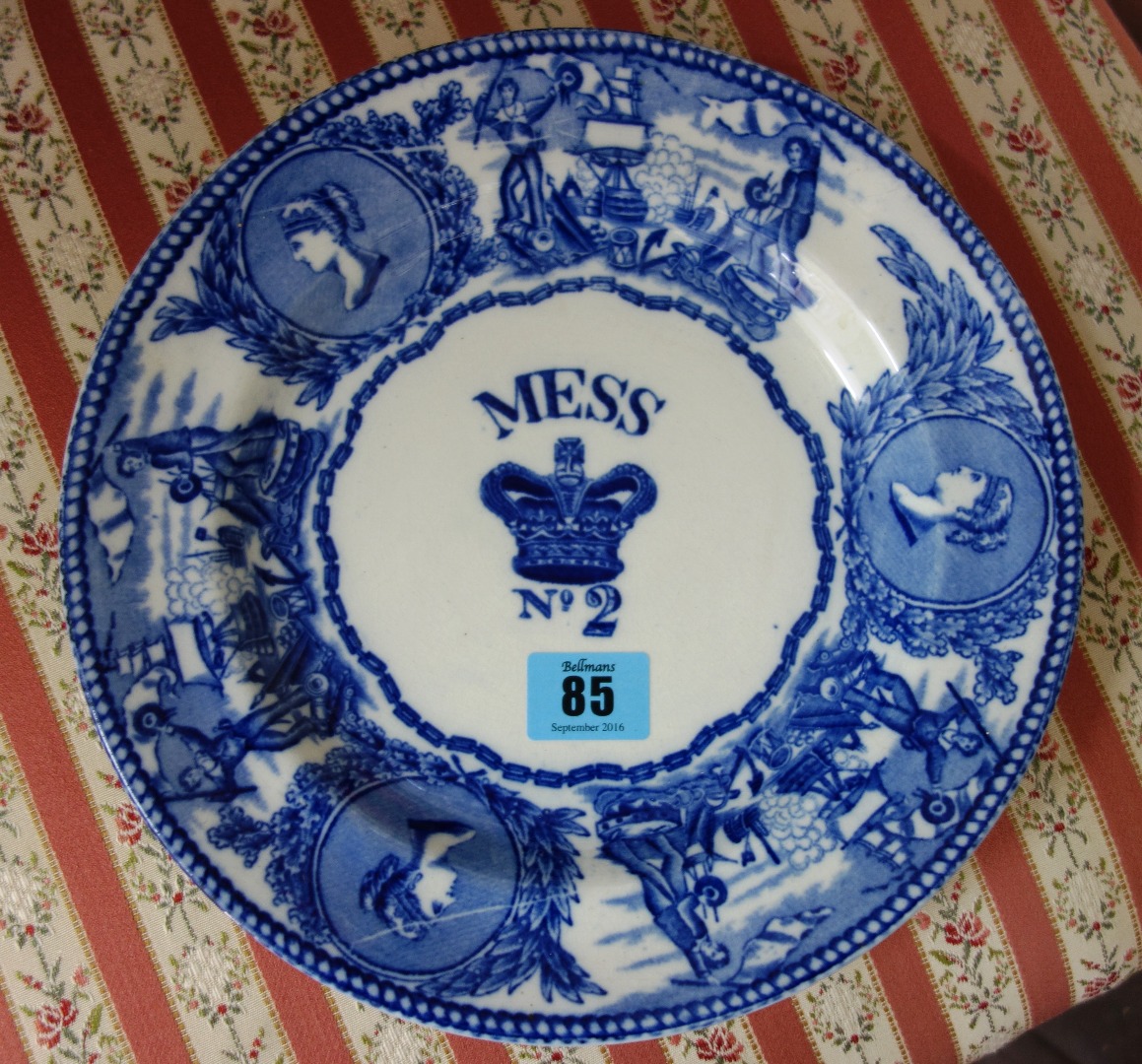 Appraisal: A Victorian Staffordshire Royal Navy Mess No plate transfer printed