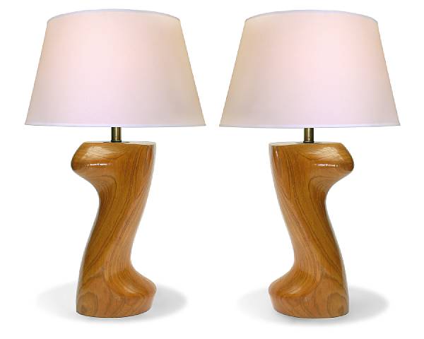 Appraisal: A pair of American chestnut Z-form lamps circa probably by