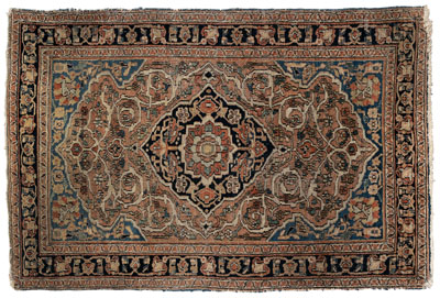 Appraisal: Khorasan rug central medallion on faded red ground with blue