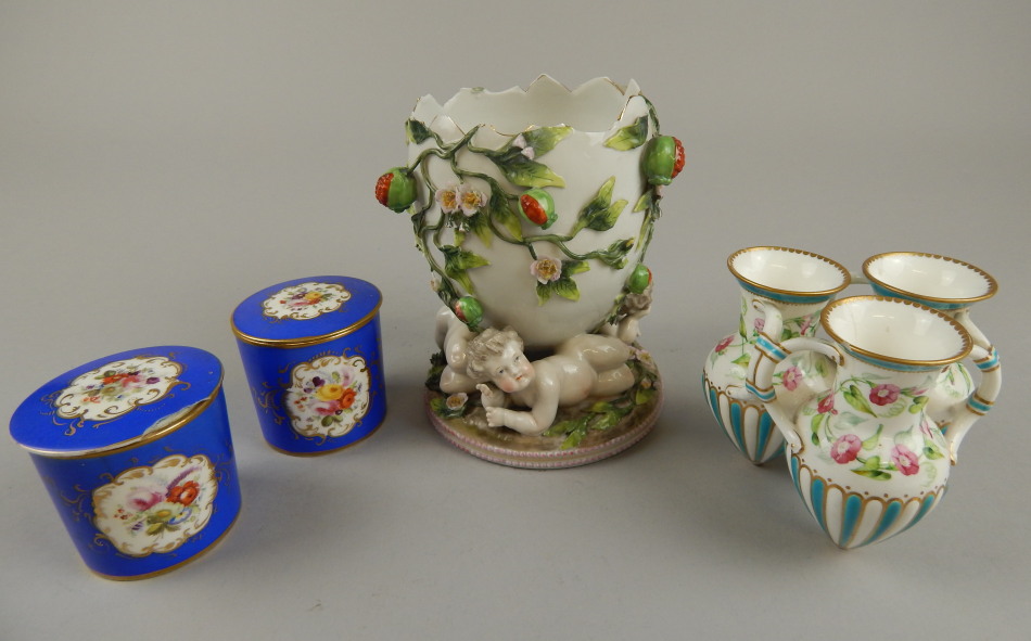 Appraisal: A pair of late thC Sevres style jars and covers