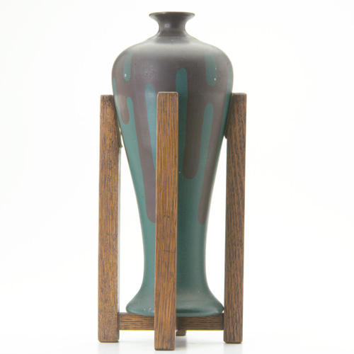 Appraisal: OWENS MISSION Baluster vase cold-painted with dark brown matte drips