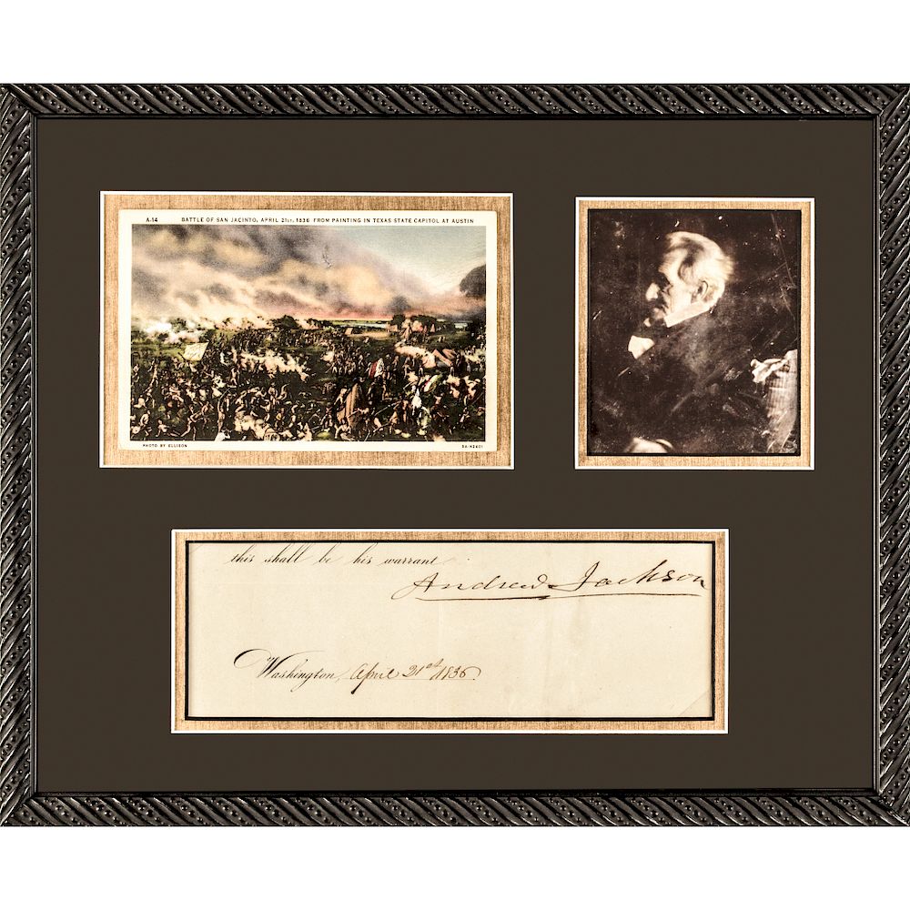 Appraisal: ANDREW JACKSON as President Massive Custom Framed Clipped Signature Autographs