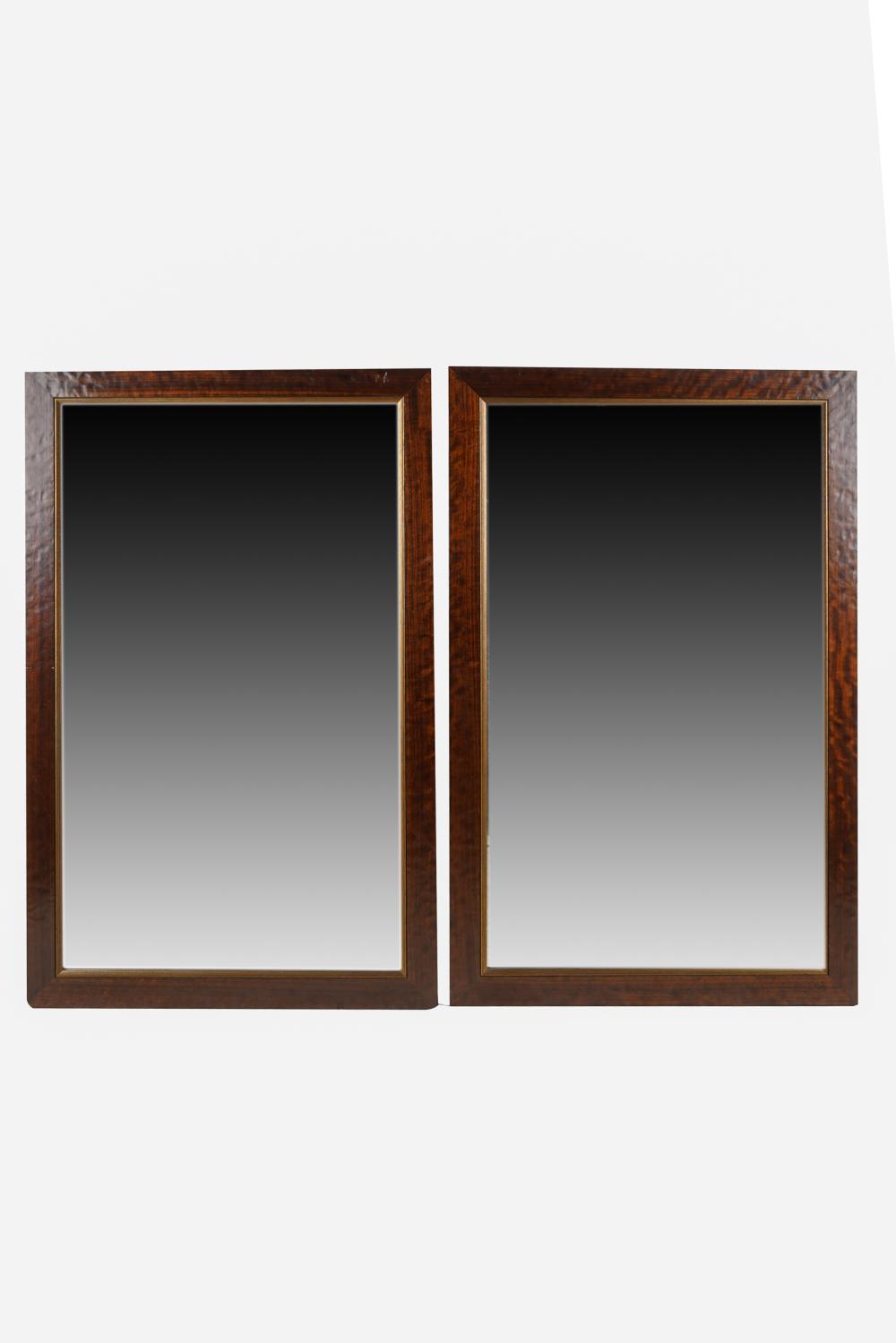 Appraisal: PAIR OF MODERN MAHOGANY GILT MIRRORSCondition with loss to wood