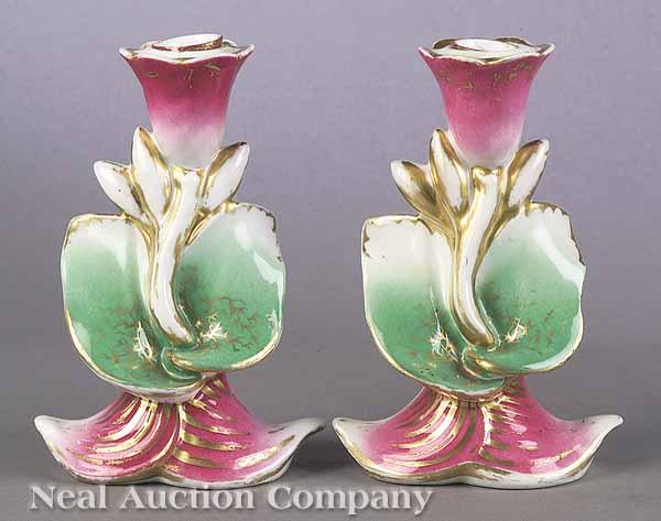 Appraisal: A Pair of English Porcelain Figural Candlesticks mid- th c