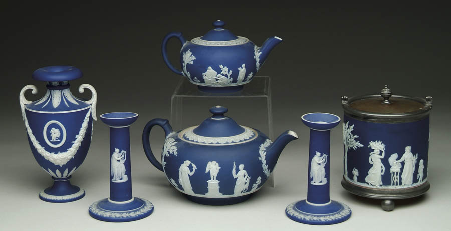 Appraisal: LOT OF SIX BLUE AND WHITE JASPERWARE ITEMS BY WEDGWOOD