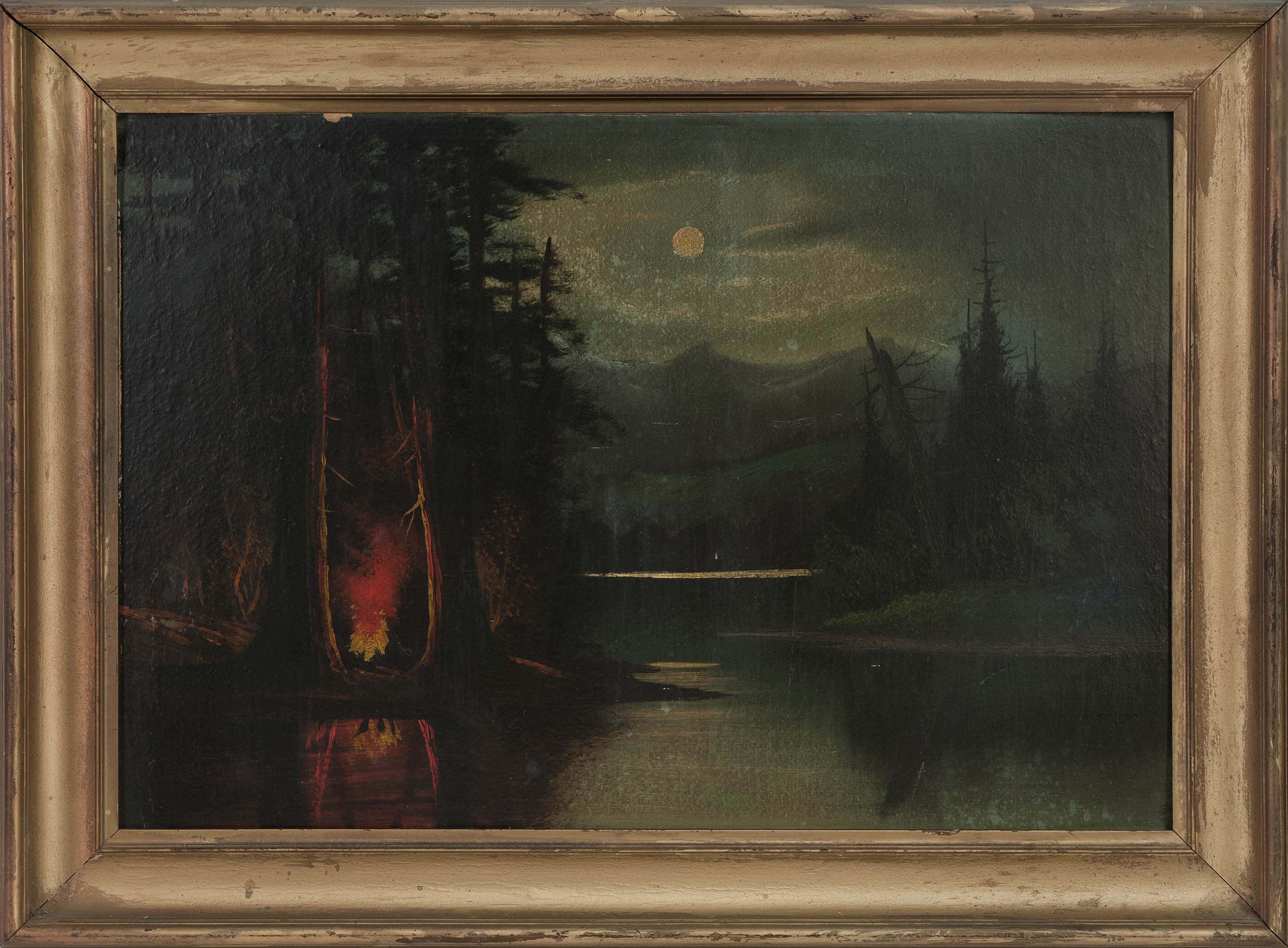 Appraisal: FRAMED PAINTING ARTIST UNKNOWN American Early th CenturyA mountain lake