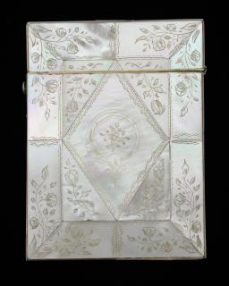 Appraisal: Mother of pearl card case with engraved foliate decoration x