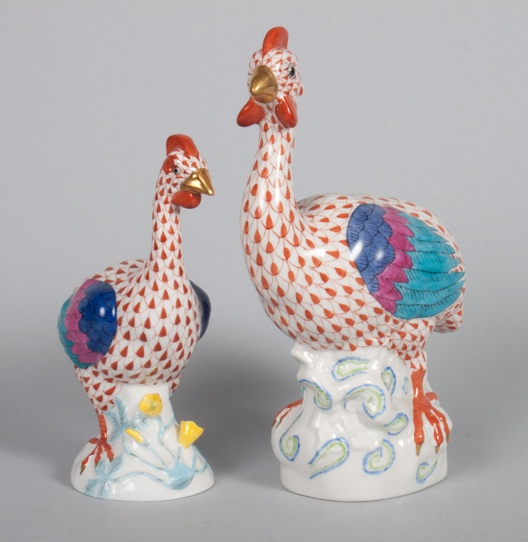 Appraisal: Two Herend porcelain emu in the Rust Fishnet pattern and