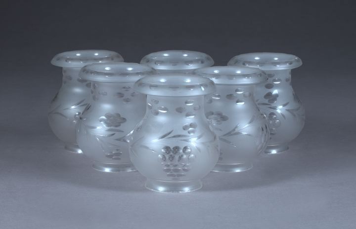 Appraisal: Desirable Set of Six Small American Blown Cut and Frosted