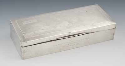 Appraisal: A Sterling Silver Humidor Box With Engraved Dedication by Harman