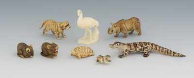 Appraisal: A Collection of Miniature Carved Ivory Animals Including a H