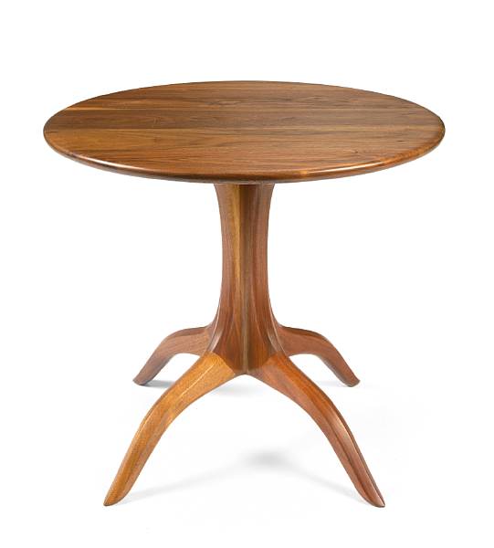 Appraisal: Sam Maloof American - pedestal side table walnut with ebony