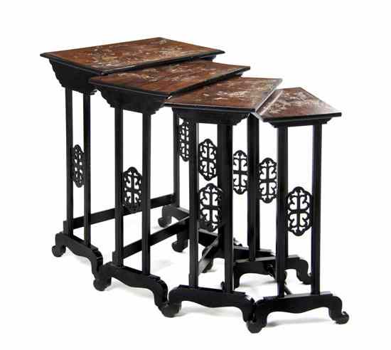 Appraisal: A Set of Four Chinese Inlaid Nesting Tables each with