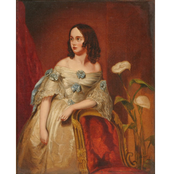 Appraisal: Mid th Century Romantic portrait of a young woman with