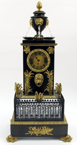 Appraisal: FRENCH EMPIRE STYLE ORMOLU-MOUNTED BRONZE AUTOMATON FOUNTAIN CLOCK having an