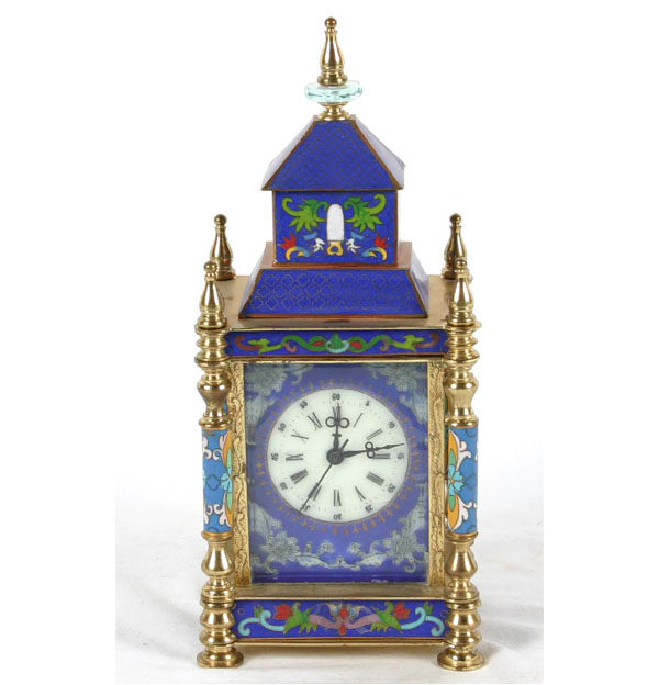 Appraisal: Chinese cloisonne carriage clock with hand painted porcelain dial portrait