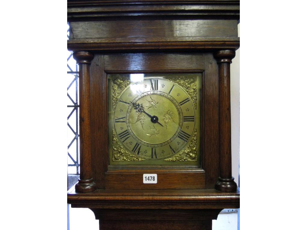 Appraisal: A Georgian oak longcase clock the stepped hood enclosing a