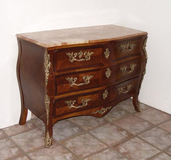 Appraisal: th C LOUIS XV STYLE ORMOLU MARBLE TOP DRESSER over