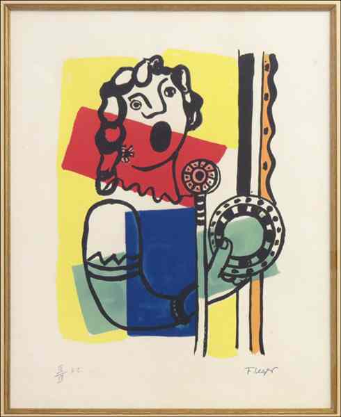 Appraisal: AFTER FERNAND LEGER LES PARAPLUIES Color lithograph stamped signature lower