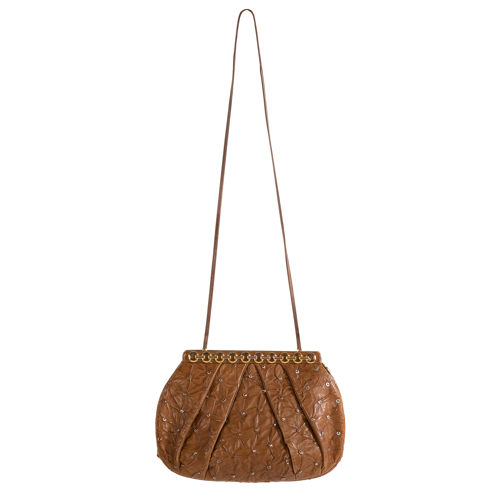 Appraisal: A JUDITH LEIBER STUDDED BAG A brown leather studded Judith