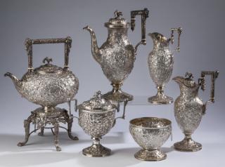 Appraisal: th c S Kirk Son Repousse hot beverage set Six