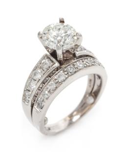 Appraisal: A White Gold and Diamond Ring Set dwts A White