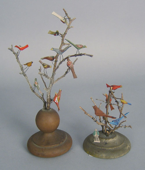 Appraisal: Two Daniel Strawser bird trees h and h