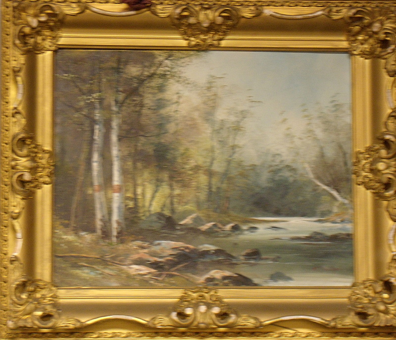 Appraisal: Framed Oil on Canvas Woodland Landscape with River inscribed A