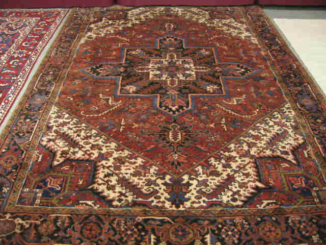 Appraisal: Heriz Persian Handmade Room Size Rug elaborate central medallion deep