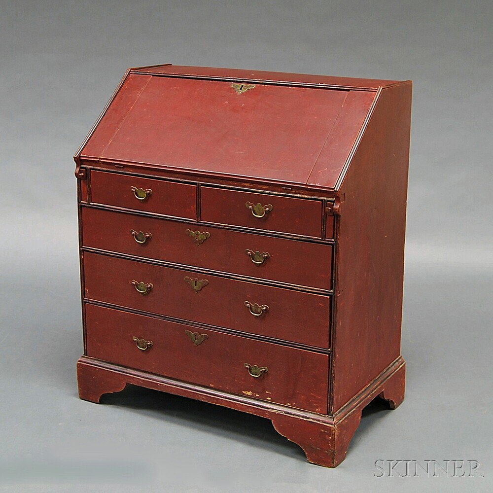 Appraisal: Chippendale Red-painted Slant-lid Desk New England late th century the