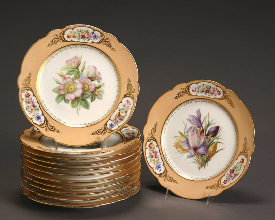 Appraisal: Set of Twelve Paris Porcelain Botanical Dessert Plates C H