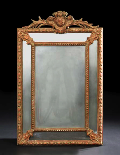 Appraisal: Continental Polychromed Looking Glass late th century in the Louis