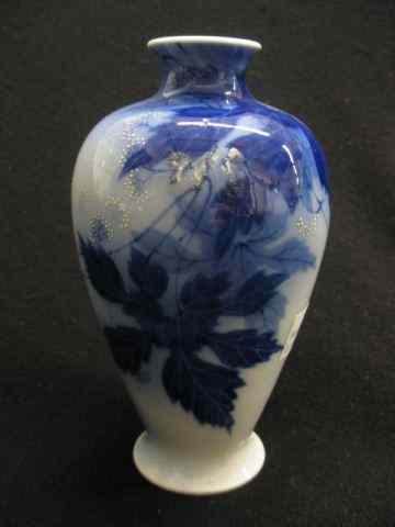 Appraisal: Japanese Porcelain Blue White Vase signed fine floral '' tall