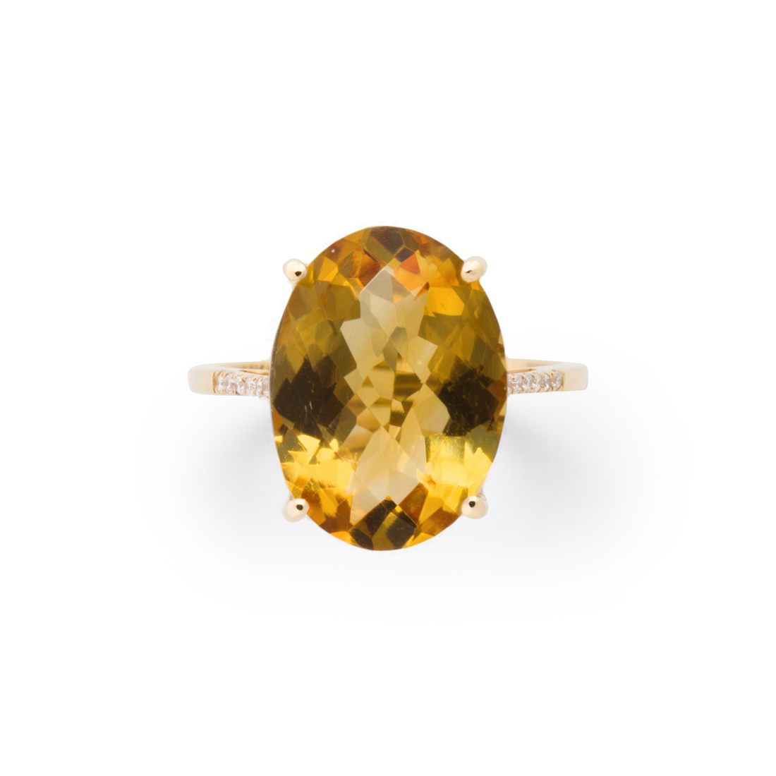 Appraisal: A CITRINE DIAMOND AND FOURTEEN KARAT GOLD RING A citrine