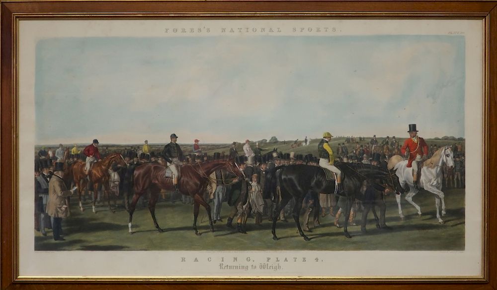 Appraisal: Engraving Fore's National Sports Racing Plate Large engraving Fore's National